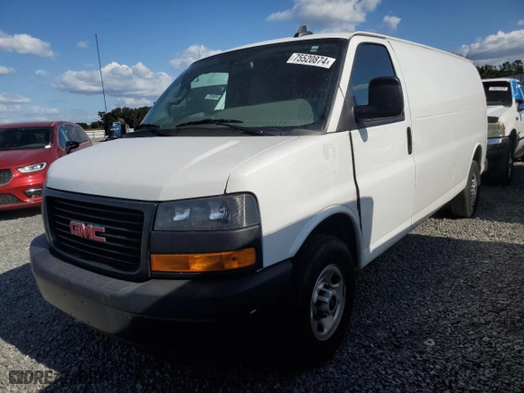 2023 GMC Savana Cargo Van with VIN 1GTW7BFP5P1106258, listed as a Copart auction lot 84307974 with 34,638 mi miles and Non Repairable. Bid and sale history available at carsss.com. Image 1.