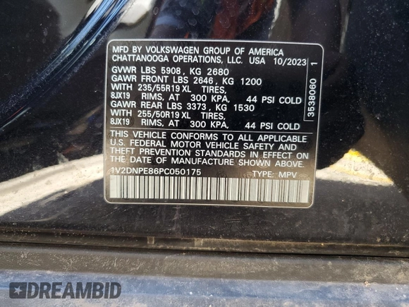 2023 Volkswagen ID.4 Pro z VIN 1V2DNPE86PC050175, wystawiony jako Copart lot #47394825 z przebiegiem 6 911 mil mil oraz Szkoda całkowita • Salvage title. Historia ofert i sprzedaży dostępna na DreamBid. Obrazek 12.