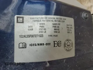 2008 Pontiac G5 z VIN 1G2AL55F987271023, wystawiony jako Copart lot #85322554 z przebiegiem 206 552 mil mil oraz Szkoda całkowita • Salvage title. Historia ofert i sprzedaży dostępna na DreamBid. Obrazek 12.