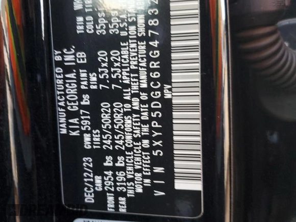 2024 Kia Telluride SX Prestige X-Pro with VIN 5XYP5DGC6RG478325, listed as a Copart auction lot 78384434 with 13,006 mi miles and Salvage title. Bid and sale history available at DreamBid. Image 13.