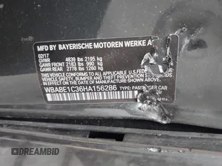 2017 BMW 3 Series 330e iPerformance with VIN WBA8E1C36HA156286, listed as a IAAI auction lot 41939997 with Not Provided miles. Bid and sale history available at carsss.com. Image 9.