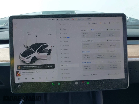 2024 Tesla Model Y with VIN 7SAYGDEDXRA300743, listed as a IAAI auction lot 41690374 with 12,446 mi miles and . Bid and sale history available at DreamBid. Image 7.