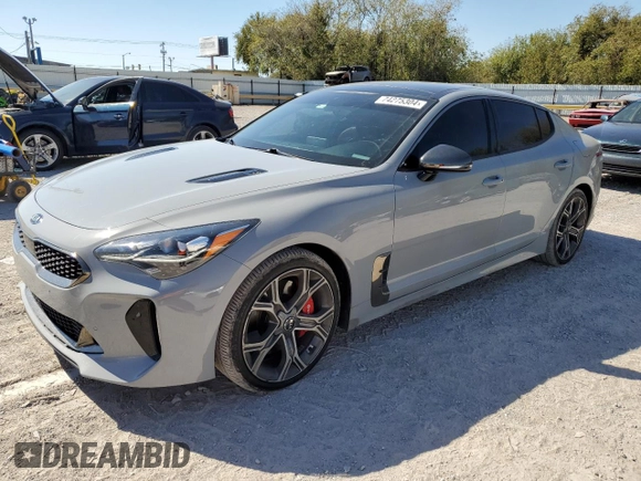 2020 Kia Stinger GT1 with VIN KNAE45LC2L6076525, listed as a Copart auction lot 74275304 with 87,238 mi miles and Salvage Title. Bid and sale history available at DreamBid. Image 1.