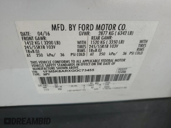 2016 Ford Police Interceptor Utility z VIN 1FM5K8ARXGGC73455, wystawiony jako Copart lot #53390105 z przebiegiem 110 137 mil mil oraz Szkoda całkowita • Salvage title. Historia ofert i sprzedaży dostępna na DreamBid. Obrazek 13.