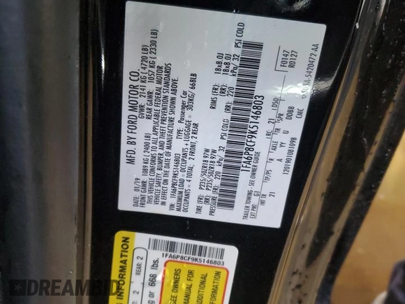 2019 Ford Mustang GT z VIN 1FA6P8CF9K5146803, wystawiony jako Copart lot #50884755 z przebiegiem 79 441 mil mil oraz Szkoda całkowita • Salvage title. Historia ofert i sprzedaży dostępna na DreamBid. Obrazek 15.
