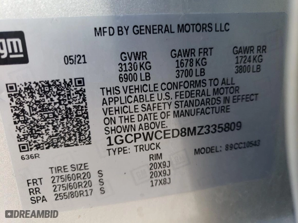 2021 Chevrolet Silverado 1500 LT with VIN 1GCPWCED8MZ335809, listed as a Copart auction lot 43574715 with 37,434 mi miles and Salvage Title. Bid and sale history available at carsss.com. Image 12.