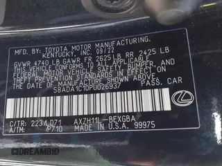 2023 Lexus ES with VIN 58ADA1C10PU026937, listed as a IAAI auction lot 41924903 with 135,947 mi miles. Bid and sale history available at carsss.com. Image 9.