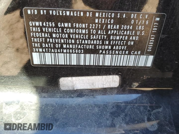 2015 Volkswagen GTI SE with VIN 3VW4T7AU4FM065603, listed as a Copart auction lot 72845514 with 75,922 mi miles and Salvage Title. Bid and sale history available at DreamBid. Image 13.