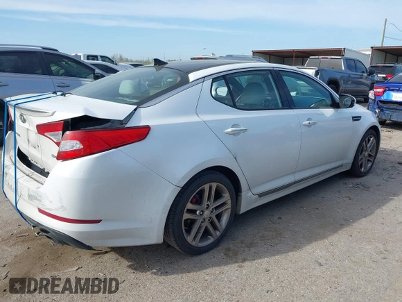 2013 Kia Optima SX with VIN 5XXGR4A62DG233168, listed as a IAAI auction lot 41820220 with 153,526 mi miles. Bid and sale history available at carsss.com. Image 4.