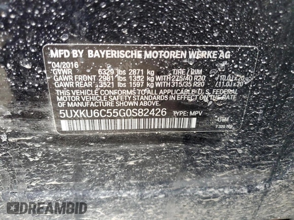 2016 BMW X6 xDrive50i with VIN 5UXKU6C55G0S82426, listed as a Copart auction lot 46218405 with 162,120 mi miles and Salvage Title. Bid and sale history available at carsss.com. Image 13.