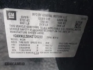 2017 GMC Acadia SLE with VIN 1GKKNLLS6HZ126223, listed as a IAAI auction lot 41197718 with 111,912 mi miles. Bid and sale history available at carsss.com. Image 9.
