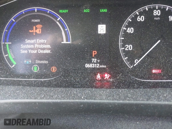 2019 Honda Insight EX with VIN 19XZE4F52KE005648, listed as a IAAI auction lot 41935225 with 68,312 mi miles. Bid and sale history available at carsss.com. Image 16.