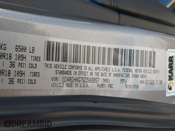 2016 Dodge Durango SXT with VIN 1C4RDHAG7GC502857, listed as a IAAI auction lot 40690221 with 192,620 mi miles and . Bid and sale history available at DreamBid. Image 9.