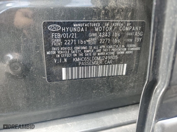 2021 Hyundai Ioniq Plug-In Hybrid SE with VIN KMHC65LD0MU249805, listed as a Copart auction lot 62344544 with NaN miles and Salvage Title. Bid and sale history available at carsss.com. Image 15.
