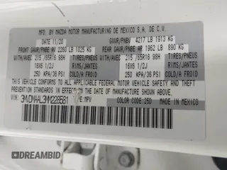 2021 Mazda CX-30 S with VIN 3MVDMAAL3MM228581, listed as a IAAI auction lot 42008198 with 44,132 mi miles and . Bid and sale history available at DreamBid. Image 9.