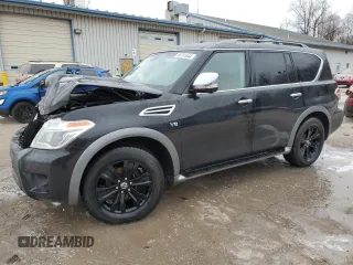 2017 Nissan Armada Platinum with VIN JN8AY2NE4H9704307, listed as a Copart auction lot 85791644 with 79,712 mi miles and Salvage Title. Bid and sale history available at carsss.com. Image 1.