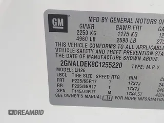2012 Chevrolet Equinox LT w/1LT with VIN 2GNALDEK8C1255220, listed as a IAAI auction lot 41909846 with 178,349 mi miles. Bid and sale history available at carsss.com. Image 9.