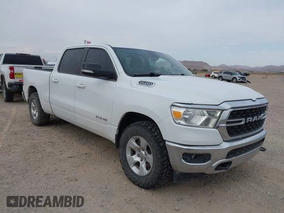 2022 Ram 1500 Big Horn z VIN 1C6SRFMT8NN313403, wystawiony jako IAAI lot #42334732 z przebiegiem 96 588 mil mil oraz . Historia ofert i sprzedaży dostępna na DreamBid. Obrazek 1.