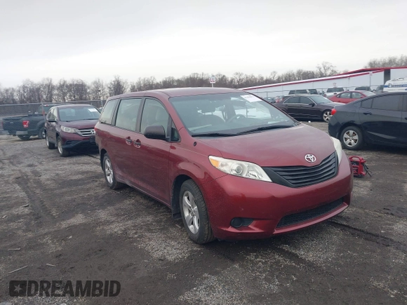 2014 Toyota Sienna L with VIN 5TDZK3DC8ES477402, listed as a IAAI auction lot 41494073 with 102,063 mi miles. Bid and sale history available at carsss.com. Image 1.