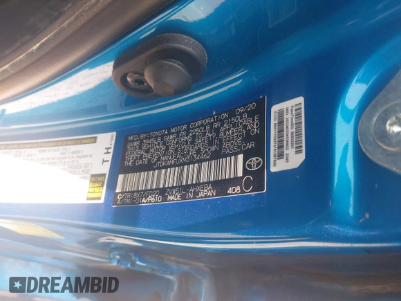 2021 Toyota Prius L Eco with VIN JTDKAMFUXM3134462, listed as a IAAI auction lot 42450931 with 89,239 mi miles and . Bid and sale history available at DreamBid. Image 9.