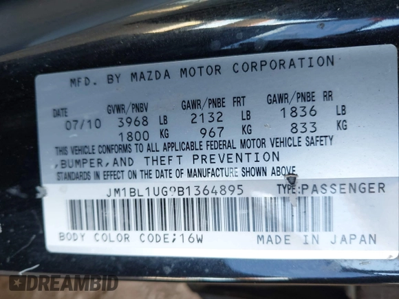 2011 Mazda 3 i Sport with VIN JM1BL1UG9B1364895, listed as a IAAI auction lot 42048129 with 207,743 mi miles. Bid and sale history available at carsss.com. Image 9.