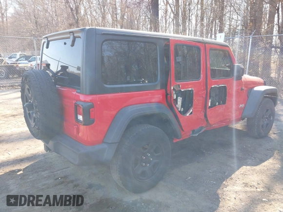 2018 Jeep Wrangler Unlimited Sport with VIN 1C4HJXDNXJW197207, listed as a IAAI auction lot 41757166 with 60,911 mi miles and . Bid and sale history available at DreamBid. Image 4.