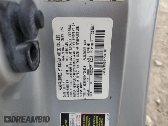2008 Nissan 350Z Enthusiast with VIN JN1BZ34D38M700938, listed as a Copart auction lot 43349175 with Not provided miles and Salvage title. Bid and sale history available at DreamBid. Image 13.