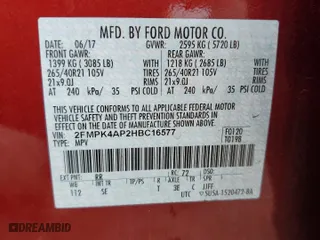 2017 Ford Edge Sport with VIN 2FMPK4AP2HBC16577, listed as a Copart auction lot 49494135 with 30,124 mi miles and Salvage Title. Bid and sale history available at carsss.com. Image 13.