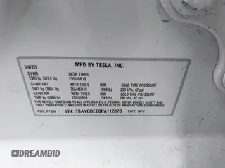 2023 Tesla Model Y Long Range with VIN 7SAYGDEE0PA112870, listed as a IAAI auction lot 41727017 with 24,246 mi miles. Bid and sale history available at carsss.com. Image 9.