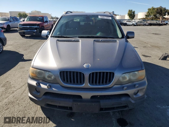 2005 BMW X5 3.0i with VIN 5UXFA13565LY01976, listed as a Copart auction lot 76867354 with 162,119 mi miles and Salvage Title. Bid and sale history available at carsss.com. Image 5.