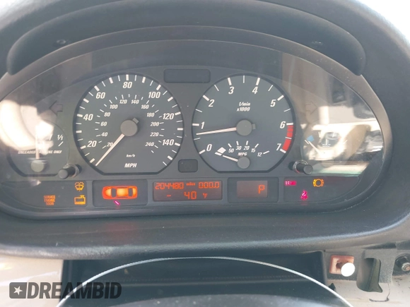 2001 BMW 3 Series 325Ci with VIN WBABN33461JW59851, listed as a IAAI auction lot 41258876 with 204,480 mi miles. Bid and sale history available at carsss.com. Image 7.