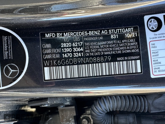 2022 Mercedes-Benz S-Class S 500 with VIN W1K6G6DB9NA088879, listed as a IAAI auction lot 41805550 with 49,053 mi miles. Bid and sale history available at carsss.com. Image 8.