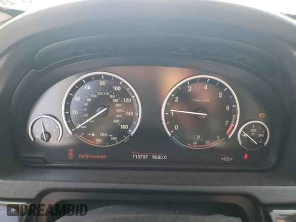 2015 BMW 5 Series 535i Gran Turismo with VIN WBA5M2C50FD872030, listed as a Copart auction lot 75757894 with 115,707 mi miles and Salvage title. Bid and sale history available at DreamBid. Image 9.