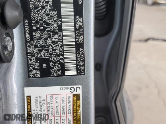 2007 Lexus GX 470 z VIN JTJBT20X570147530, wystawiony jako Copart lot #58626655 z przebiegiem Nie podano mil oraz Tytuł czysty. Historia ofert i sprzedaży dostępna na DreamBid. Obrazek 14.