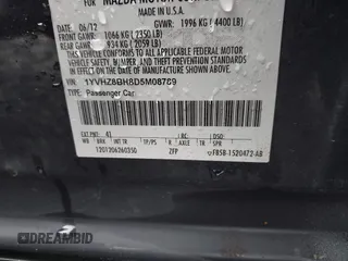 2013 Mazda 6 i Sport with VIN 1YVHZ8BH8D5M08789, listed as a IAAI auction lot 41915453 with 184,374 mi miles. Bid and sale history available at carsss.com. Image 9.