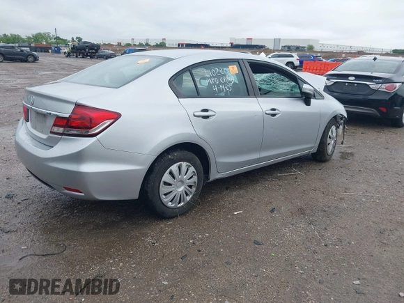 2015 Honda Civic LX with VIN 19XFB2F58FE259113, listed as a IAAI auction lot 42160013 with Not provided miles and . Bid and sale history available at DreamBid. Image 4.