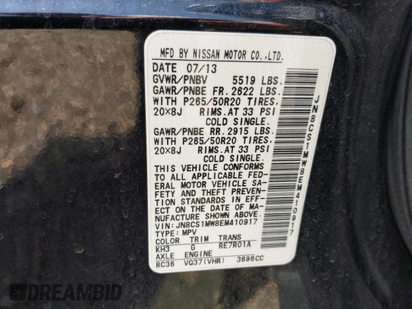 2014 Infiniti QX70 с VIN JN8CS1MW8EM410917, выставлен на аукционе IAAI как лот 42498946 с пробегом 224 064 миль миль и . История ставок и продаж доступна на DreamBid. Изображение 9.