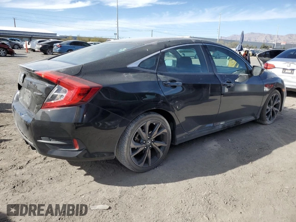 2019 Honda Civic Sport with VIN 19XFC2F81KE007902, listed as a Copart auction lot 44060855 with 69,592 mi miles and Salvage Title. Bid and sale history available at DreamBid. Image 3.