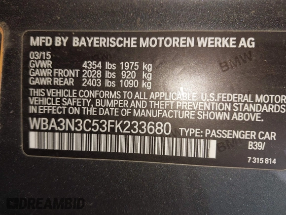 2015 BMW 4 Series 428i z VIN WBA3N3C53FK233680, wystawiony jako IAAI lot #42325131 z przebiegiem 103 632 mil mil oraz . Historia ofert i sprzedaży dostępna na DreamBid. Obrazek 9.