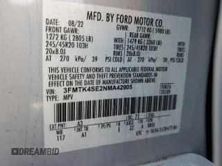2022 Ford Mustang Mach-E GT with VIN 3FMTK4SE2NMA42905, listed as a Copart auction lot 51571915 with 18,920 mi miles and Salvage title. Bid and sale history available at DreamBid. Image 14.