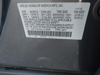 2020 Acura MDX w/Technology Pkg with VIN 5J8YD3H50LL003946, listed as a IAAI auction lot 41407372 with 24,076 mi miles. Bid and sale history available at carsss.com. Image 9.