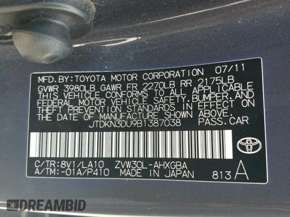 2011 Toyota Prius I z VIN JTDKN3DU9B1387038, wystawiony jako Copart lot #54385525 z przebiegiem 150 051 mil mil oraz Szkoda całkowita • Salvage title. Historia ofert i sprzedaży dostępna na DreamBid. Obrazek 13.
