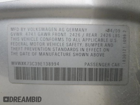 2009 Volkswagen Passat z VIN WVWXK73C39E138994, wystawiony jako Copart lot #70876274 z przebiegiem 118 057 mil mil oraz Czysty tytuł • Clean title. Historia ofert i sprzedaży dostępna na DreamBid. Obrazek 12.