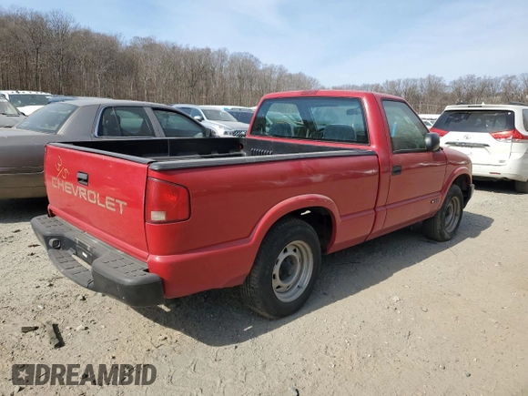 1998 Chevrolet S-10 with VIN 1GCCS144GWK148476, listed as a Copart auction lot 48180025 with 0 mi miles and Salvage Title. Bid and sale history available at carsss.com. Image 3.