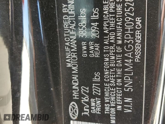 2023 Hyundai Elantra SEL with VIN 5NPLM4AG3PH092528, listed as a Copart auction lot 51916135 with 31,777 mi miles and Salvage title. Bid and sale history available at DreamBid. Image 12.