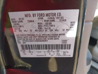 2008 Ford Escape XLT z VIN 1FMCU031X8KB49081, wystawiony jako IAAI lot #42584584 z przebiegiem 163 008 mil mil oraz . Historia ofert i sprzedaży dostępna na DreamBid. Obrazek 9.