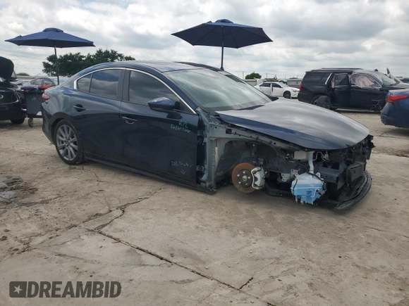 2023 Mazda 3 S Carbon Edition with VIN 3MZBPACM9PM366679, listed as a Copart auction lot 55825035 with 19,745 mi miles and Salvage title. Bid and sale history available at DreamBid. Image 4.