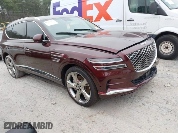 2021 Genesis GV80 with VIN KMUHCESC1MU031056, listed as a IAAI auction lot 41178354 with 95,749 mi miles and . Bid and sale history available at DreamBid. Image 1.