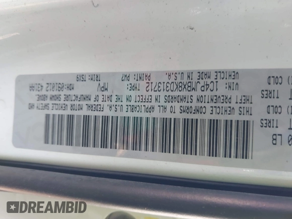 2019 Jeep Cherokee Trailhawk with VIN 1C4PJMBX8KD313712, listed as a IAAI auction lot 41448146 with 96,293 mi miles and . Bid and sale history available at DreamBid. Image 9.
