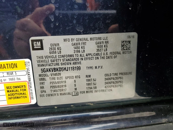 2017 Buick Enclave Leather with VIN 5GAKVBKD5HJ118199, listed as a Copart auction lot 51068345 with 0 mi miles and Clean Title. Bid and sale history available at carsss.com. Image 13.